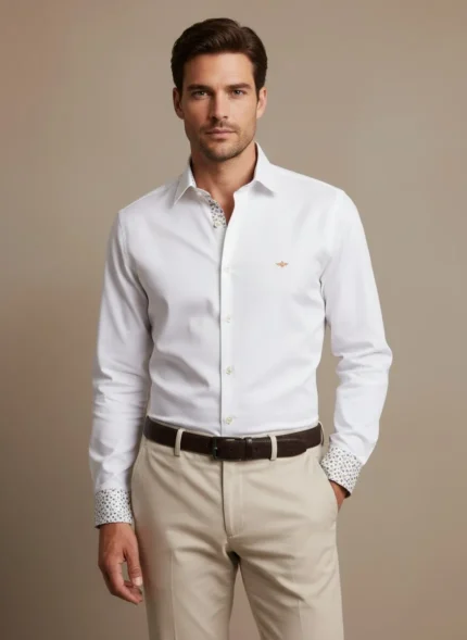 Camisa blanca hombre algodón Corsare fabricada en España