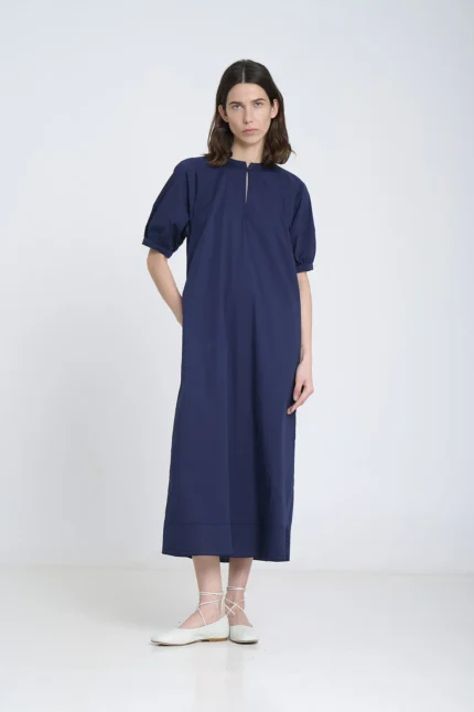 Vestido popelín manga corta mujer Sita Murt azul marino