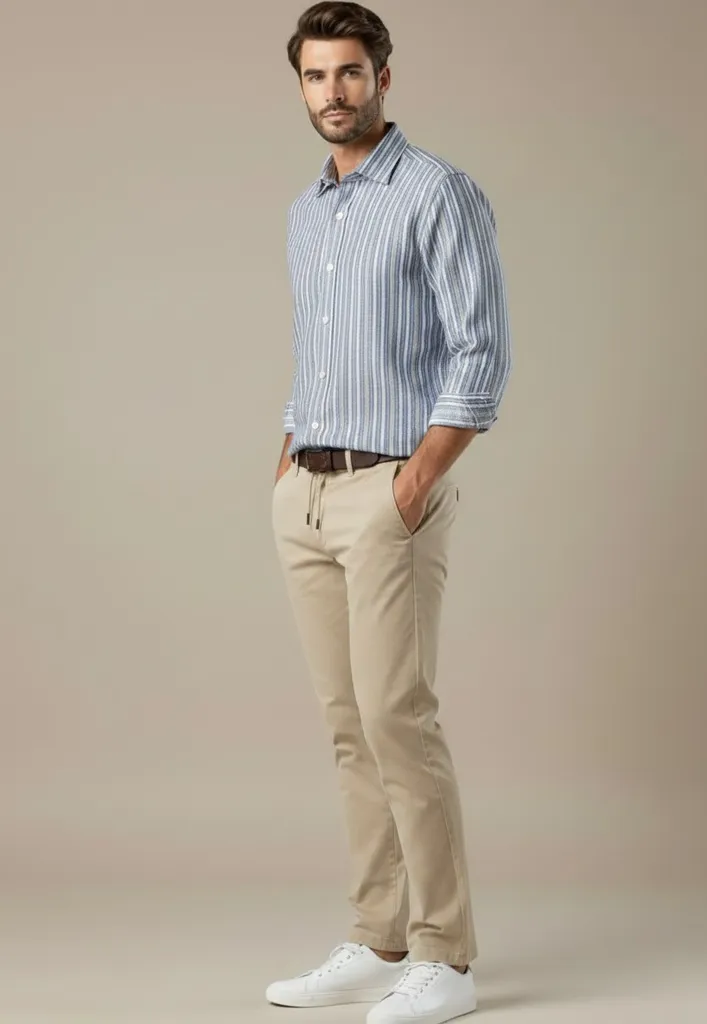 124239 (1) Camisa hombre rayas azul Corsare fabricada en España