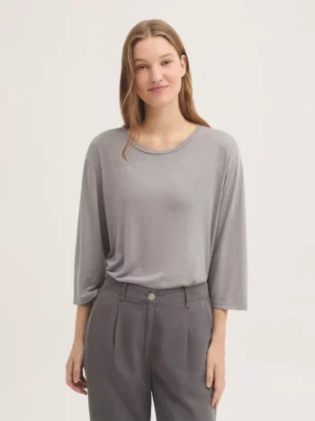 Camiseta ancha de lino mujer Nice Things gris