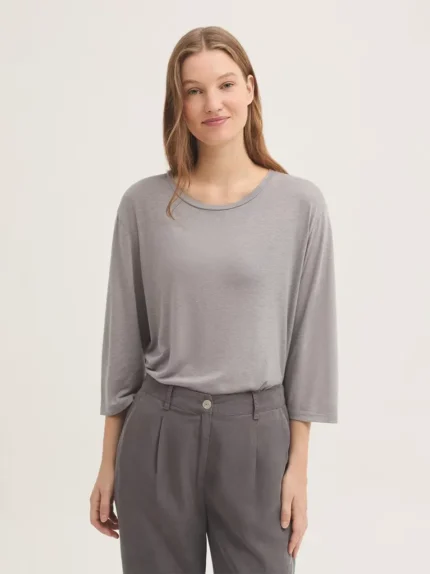 Camiseta ancha de lino mujer Nice Things gris