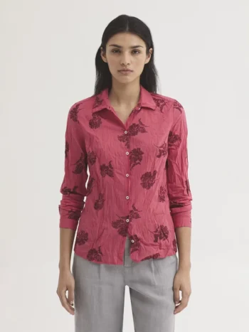 Camisa básica Dots Flowers mujer Nice Things rosa estampada