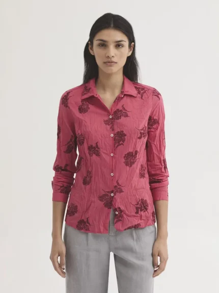 Camisa básica Dots Flowers mujer Nice Things rosa estampada