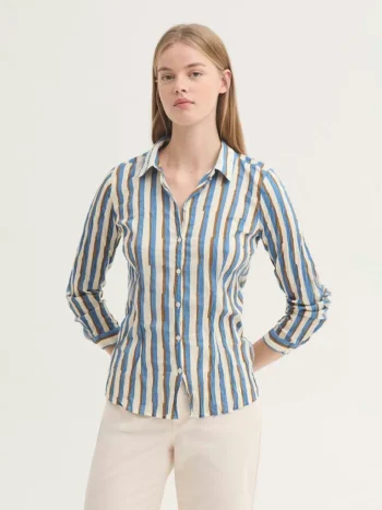 Camisa básica Broken Stripes mujer Nice Things de rayas azules