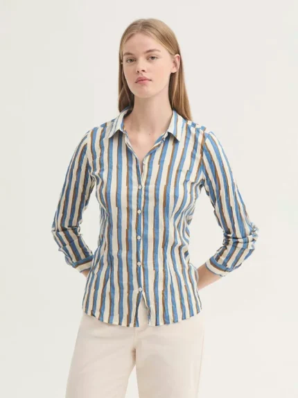 Camisa básica Broken Stripes mujer Nice Things de rayas azules