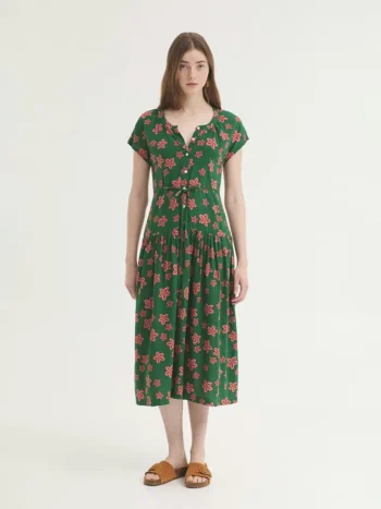 Vestido fluido Star Flowers mujer Nice Things verde floral