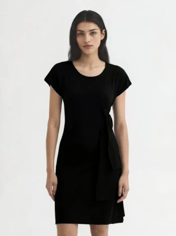 Vestido corto de viscosa con nudo mujer Nice Things negro