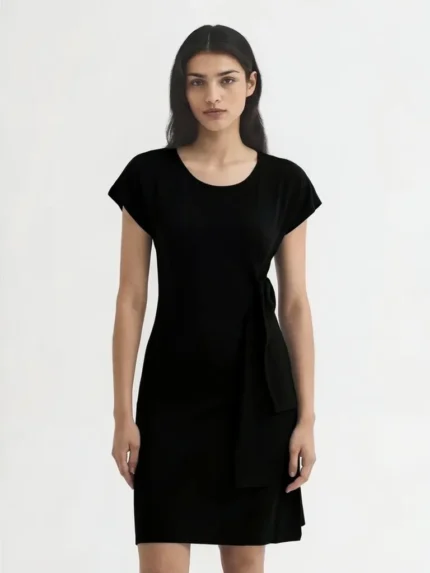 Vestido corto de viscosa con nudo mujer Nice Things negro