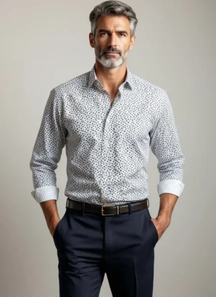 Camisa estampada hombre flores Corsare blanco y azul