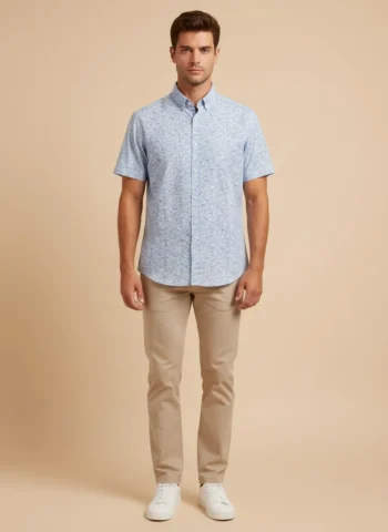 Camisa hombre manga corta azul claro Corsare fabricada en España