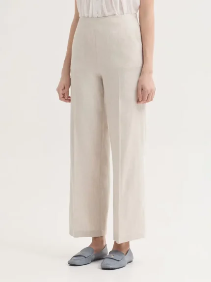 Pantalón recto mujer lino y algodón jacquard espiga Nice Things color natural