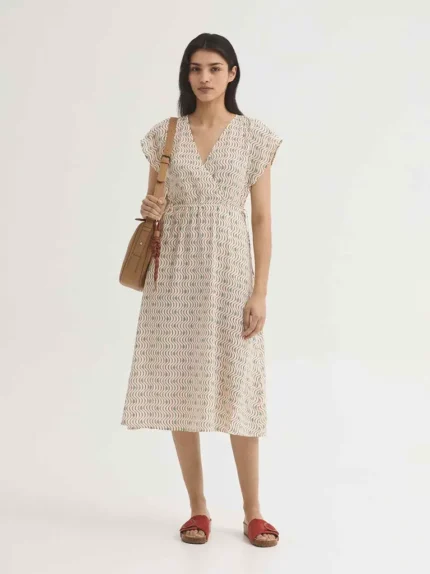 Vestido midi Hellenic Waves mujer Nice Things estampado beige