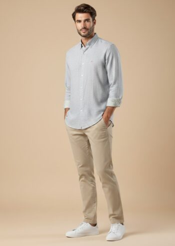Camisa hombre lisa verde claro Corsare fabricada en España