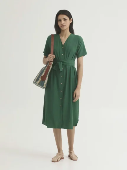Vestido wrap de bambula mujer Nice Things verde